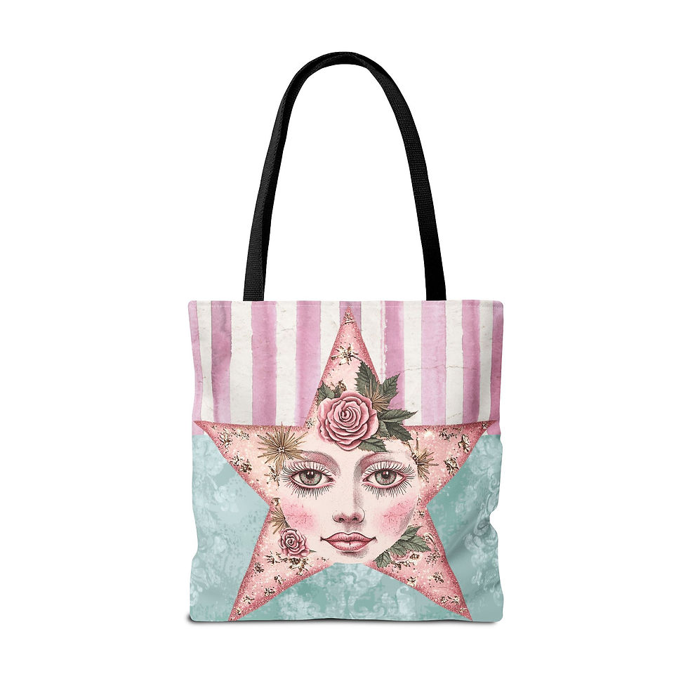 Thumbnail: Artistic Celestial Tote Bag Boho Star Art Shabby Pink Trendy Expressive Gift
