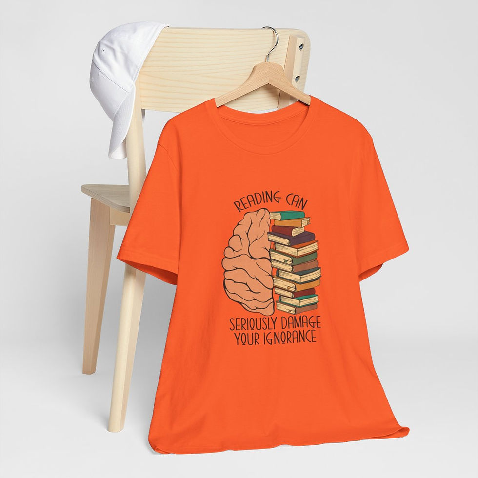 Thumbnail: Book T-Shirt Reading can Damage Your Ignorance Expressive Art Apparel Fun Gifts