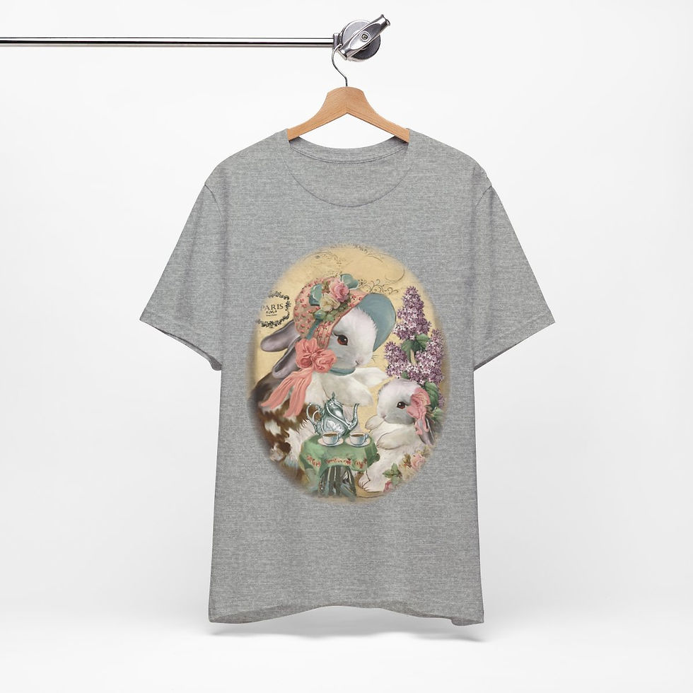 Thumbnail: Shabby T-Shirt Bunny having Tea Pink Roses Chic Art Tee Artistic Apparel & Gifts