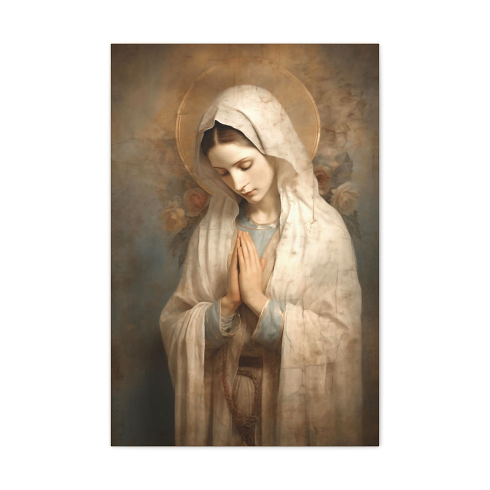 Thumbnail: Praying Virgin Mary Canvas Art French Country Print Religious Decor