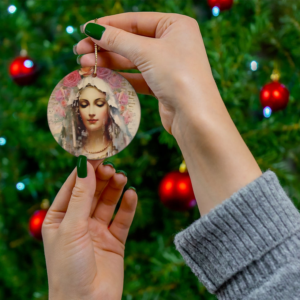 Thumbnail: Shabby Virgin Mary Ornament Distressed Cottage Christmas Decor Catholic Gifts