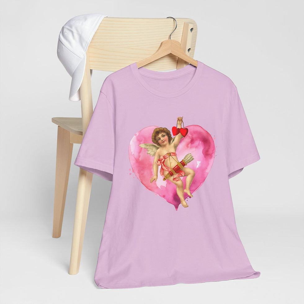 Thumbnail: Valentine's Day T-Shirt Vintage Cupid Artistic Gift Shabby Cherub Love Tee