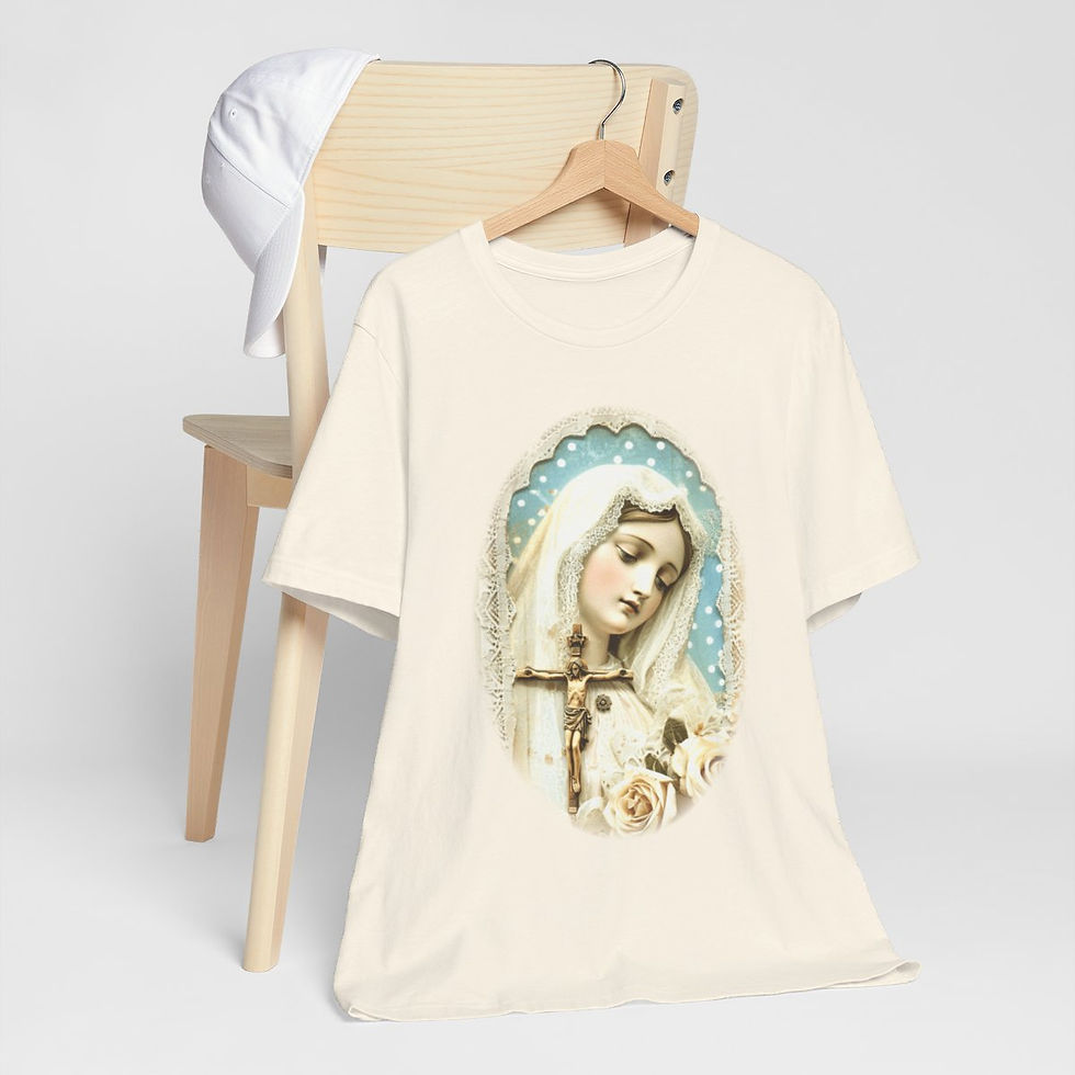 Thumbnail: Shabby Virgin Mary T-Shirt Ave Maria Religious Faith Art Tee Catholic Gifts