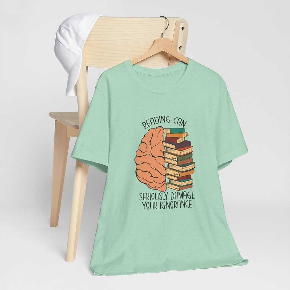 Thumbnail: Book T-Shirt Reading can Damage Your Ignorance Expressive Art Apparel Fun Gifts