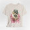 Miniatura: Victorian Dog T-Shirt Shabby Dog in Hat with Roses Artistic Gift Dog Lover Tee