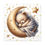 Miniatura: Artistic Nursery Decor Canvas Art Sleepy Bear Crescent Moon Stars Neutral Print 