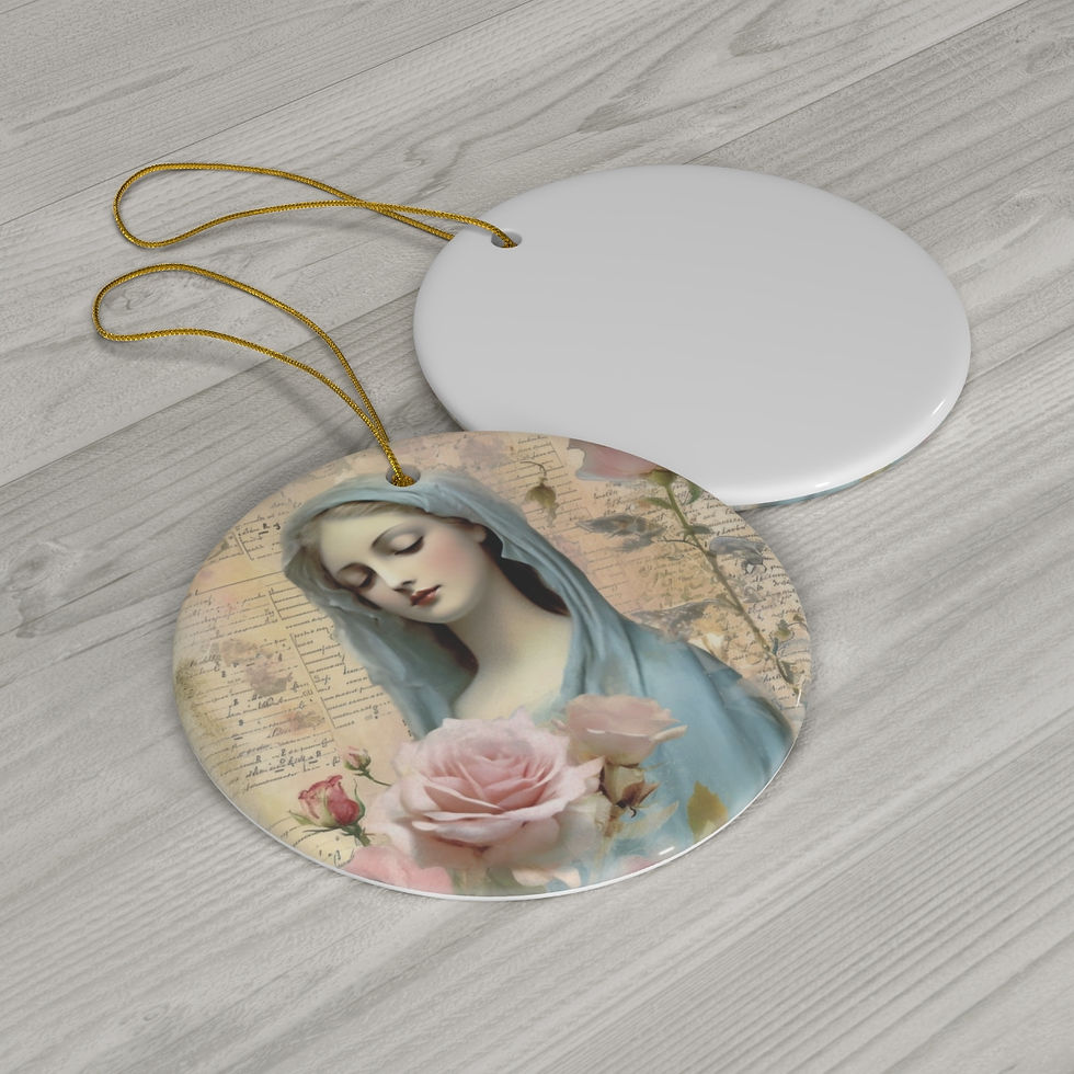 Thumbnail: Shabby Virgin Mary Ornament Distressed Cottage Christmas Decor Catholic Gifts