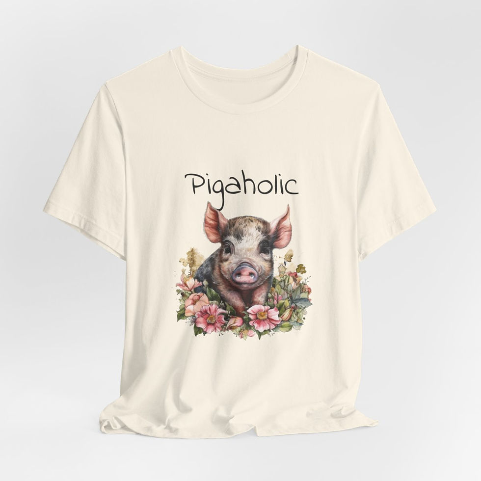 Thumbnail: Boho Pig Artistic T-Shirts Pigaholic Wearable Art Shabby Pig Trendy Gifts