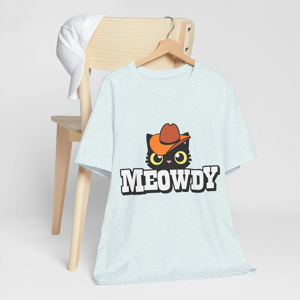 Thumbnail: Sarcastic T-Shirt Meowdy Cowboy Cat Art Tee Expressive Fun Unique Gifts