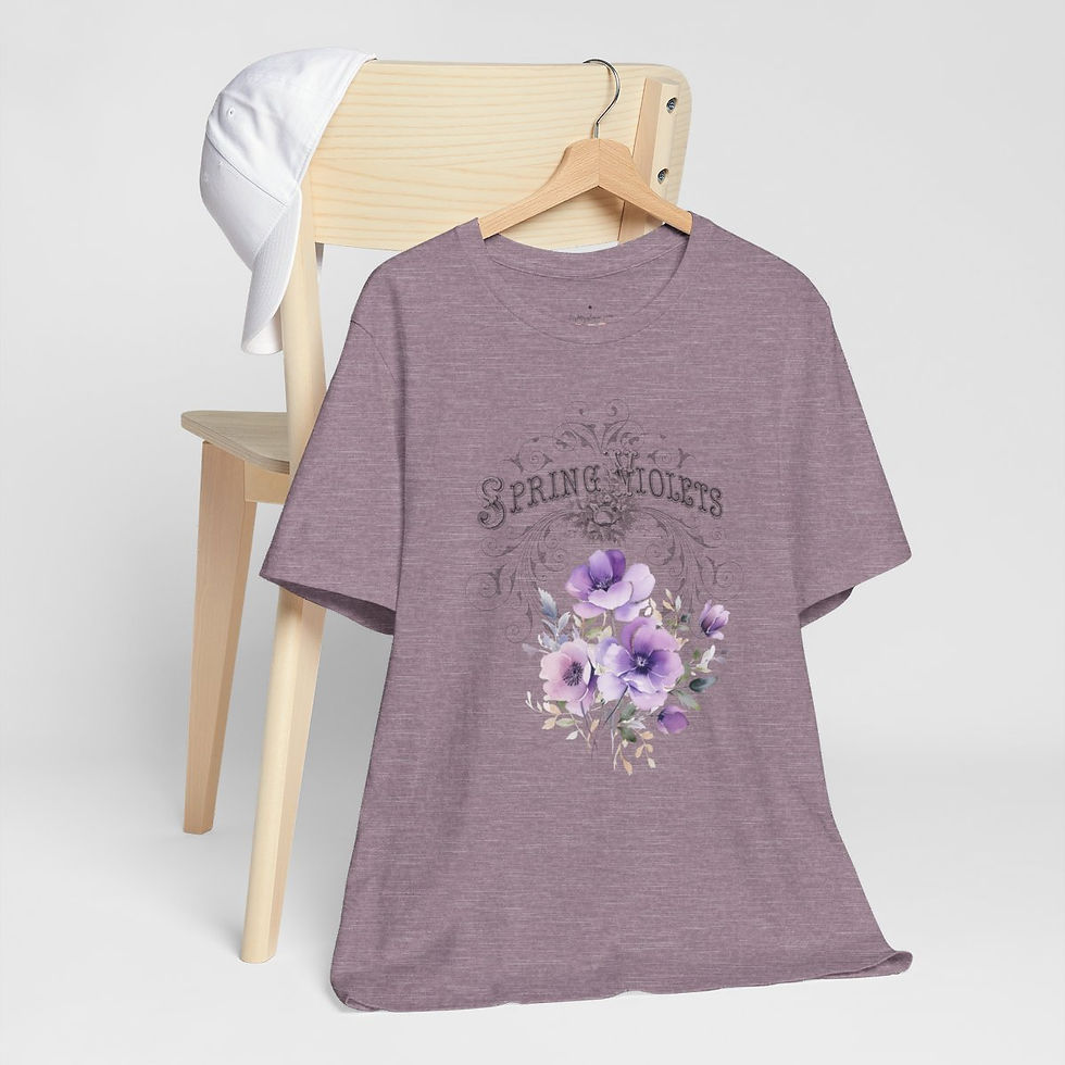 Thumbnail: Summer T-Shirt Spring Violets Art Tee Trendy Apparel Artistic Gifts