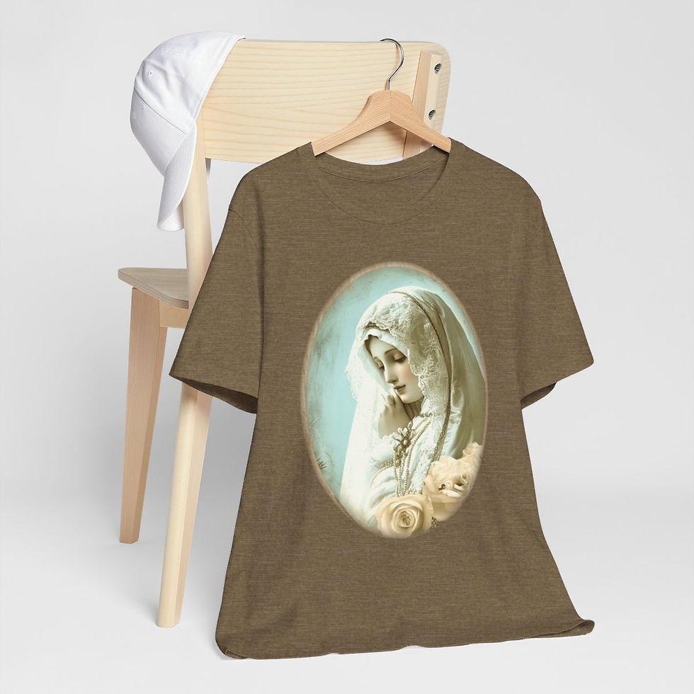 Thumbnail: Shabby Virgin Mary T-Shirt Ave Maria Religious Faith Art Tee Catholic Gifts