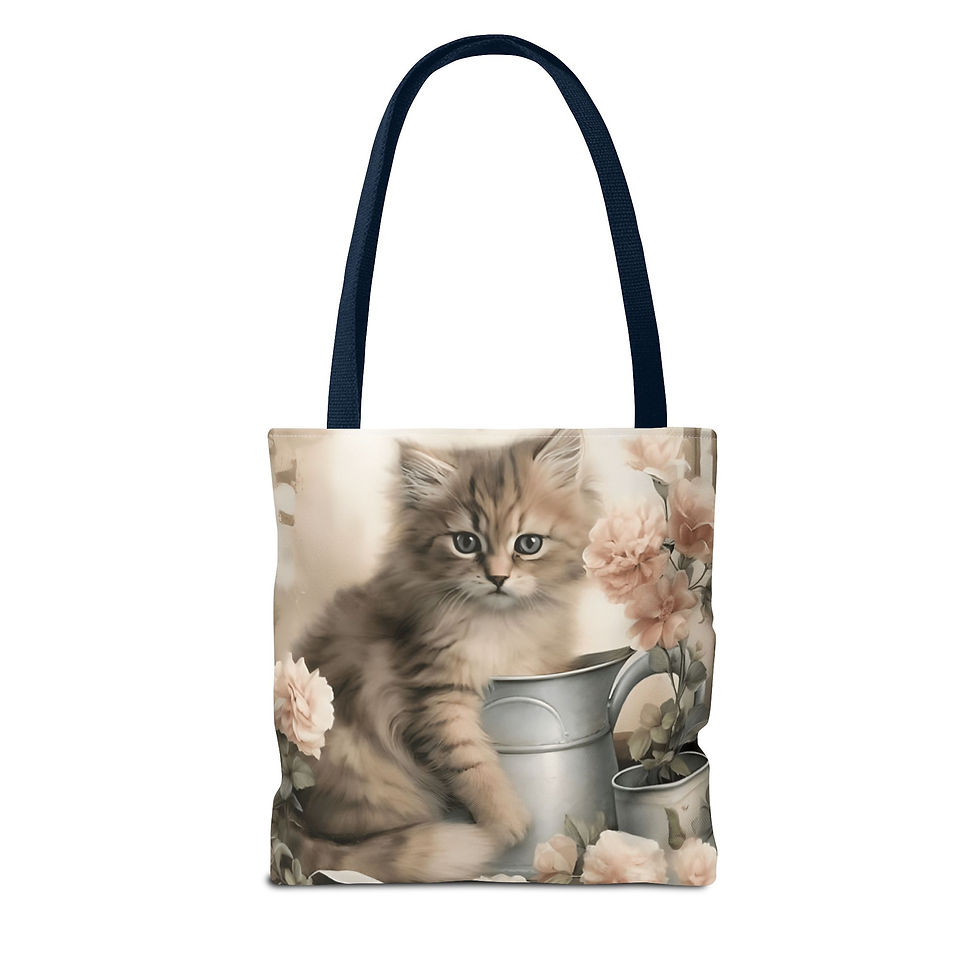 Thumbnail: Shabby Cat Art Tote Bag Vintage Victorian Farmhouse Cat Lover Artistic Gift 