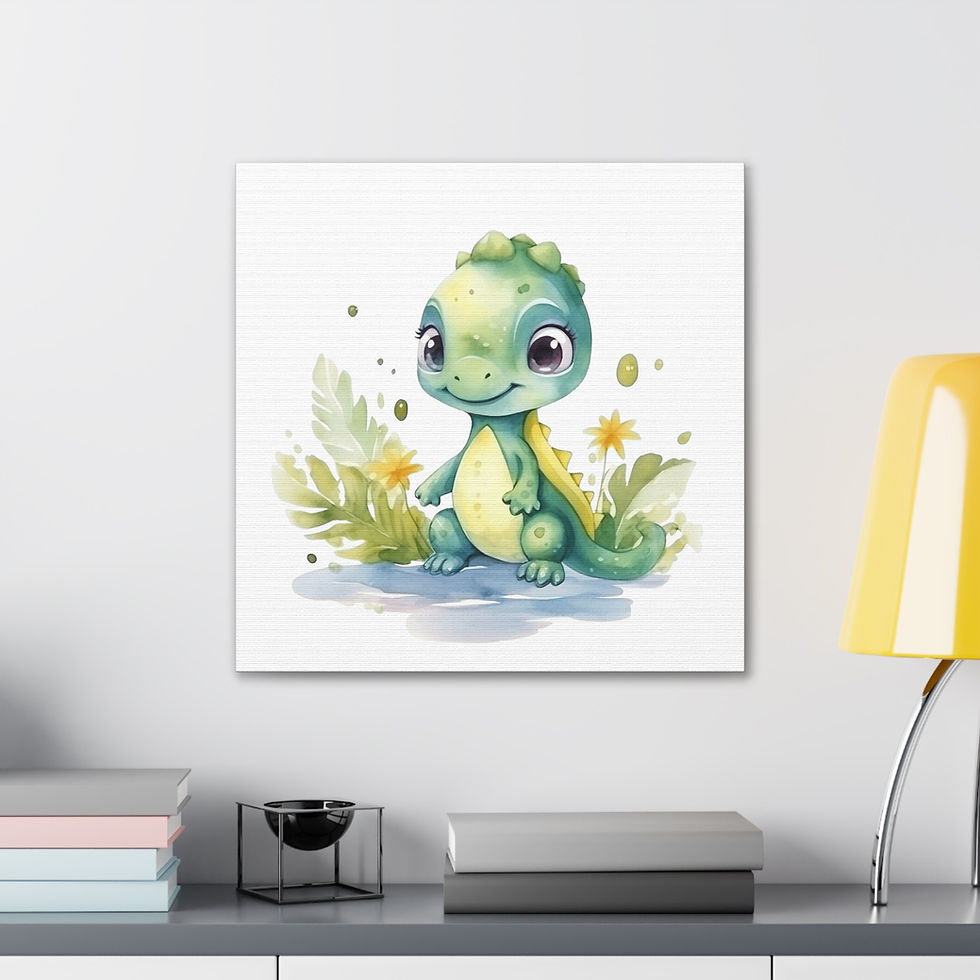 Thumbnail: Baby Dinosaur Nursery Decor Watercolor Canvas Art Print Baby Toddler 