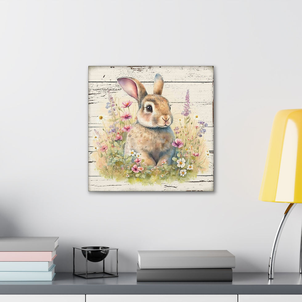 Thumbnail: Watercolor Canvas Art Rabbit Shabby Cottage Decor Farmhouse Bunny Giclee Print