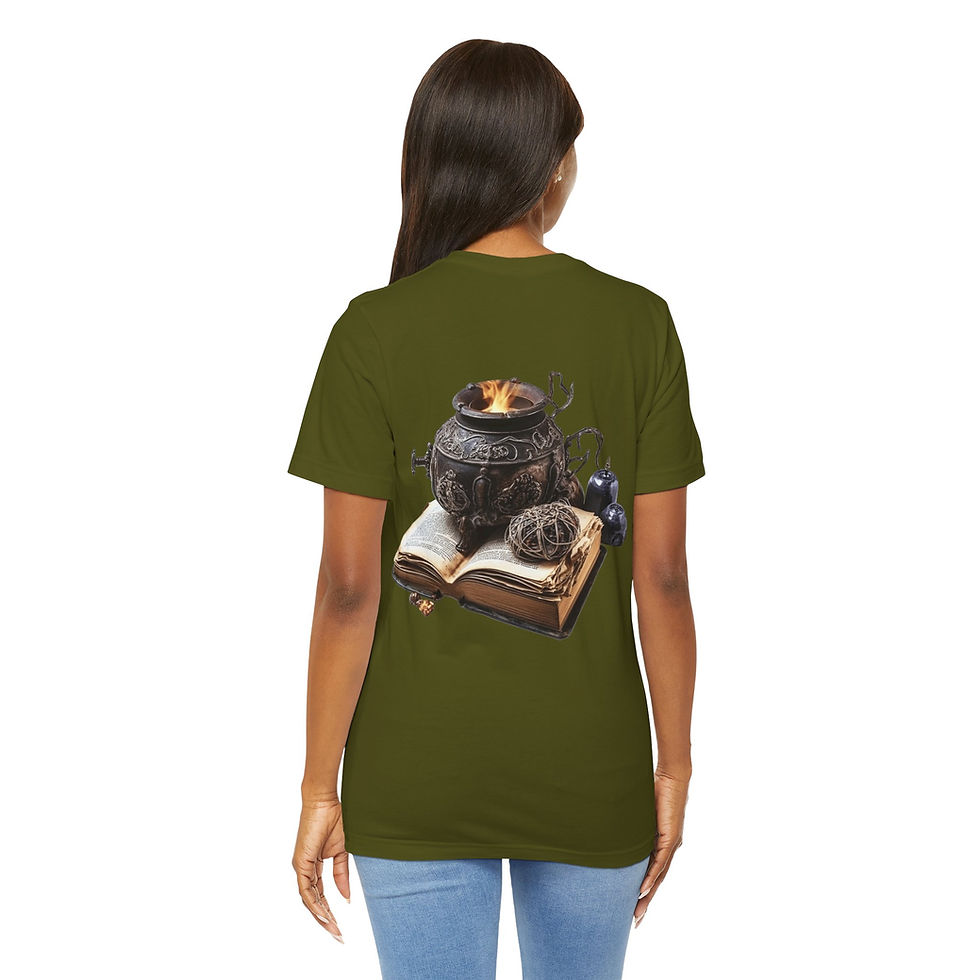 Thumbnail:  Witchy T-Shirt Spell book Cauldron Art Tee Esoteric Expressive Halloween Gifts