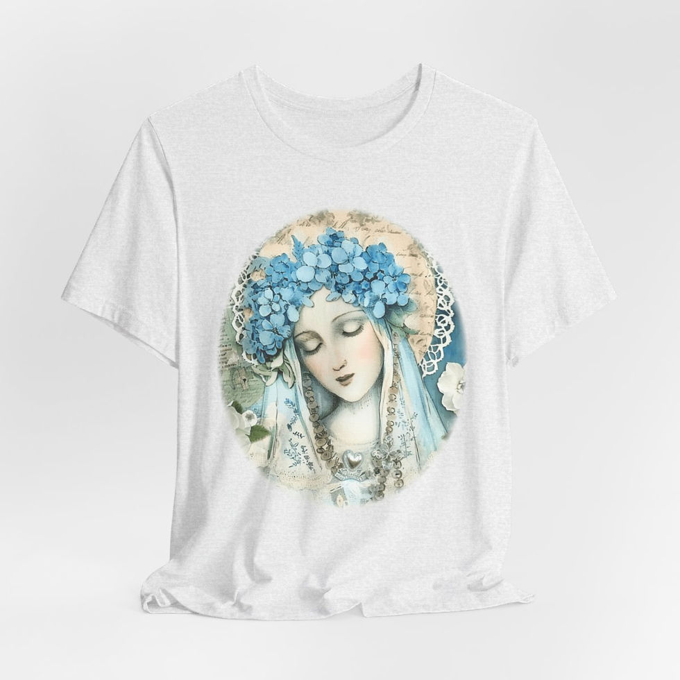 Thumbnail: Shabby Virgin Mary T-Shirt Religious Wearable Art Tee Artistic Catholic Gifts