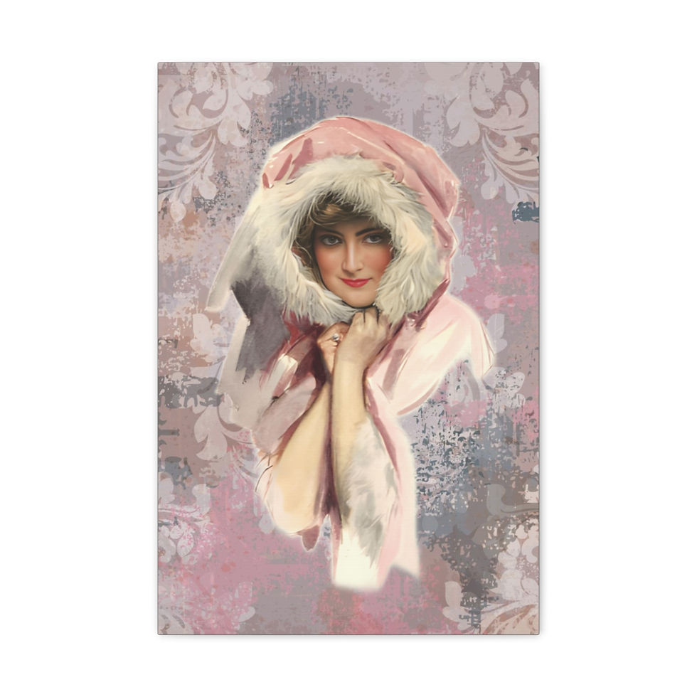 Thumbnail: Vintage Harrison Fisher Women Canvas Art Pink Fashion Lady Print Wall Decor 