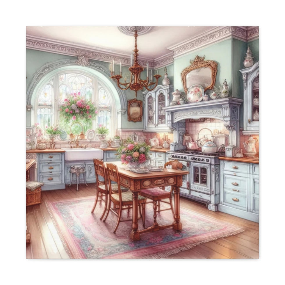 Thumbnail: Shabby French Country Kitchen Canvas Art Farmhouse Cottage Kitchen Pastel decor