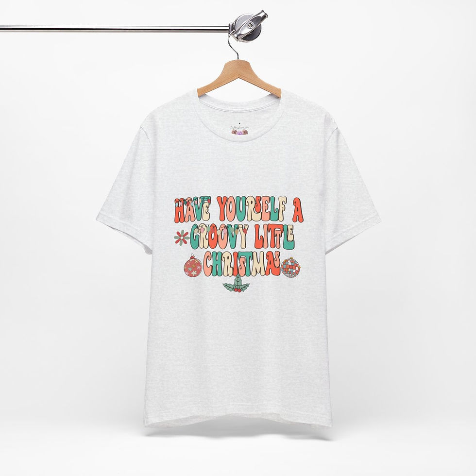 Thumbnail: Retro Christmas T-Shirt Have Yourself a Groovy little Christmas Hippie Art Tee 