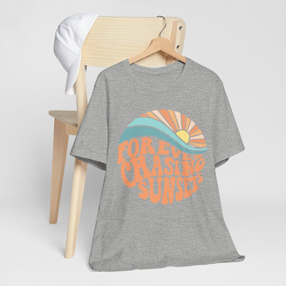 Thumbnail: Retro T-Shirt forever Chasing Sunsets Art Tee Inspirational gifts