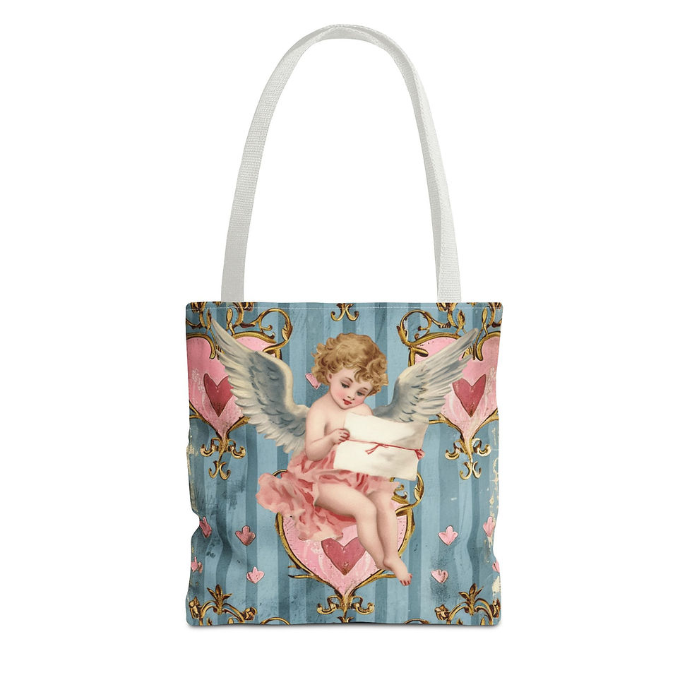 Thumbnail: Artistic Tote Bag - Shabby Cherub Victorian Angel Cupid Hearts Trendy Gifts
