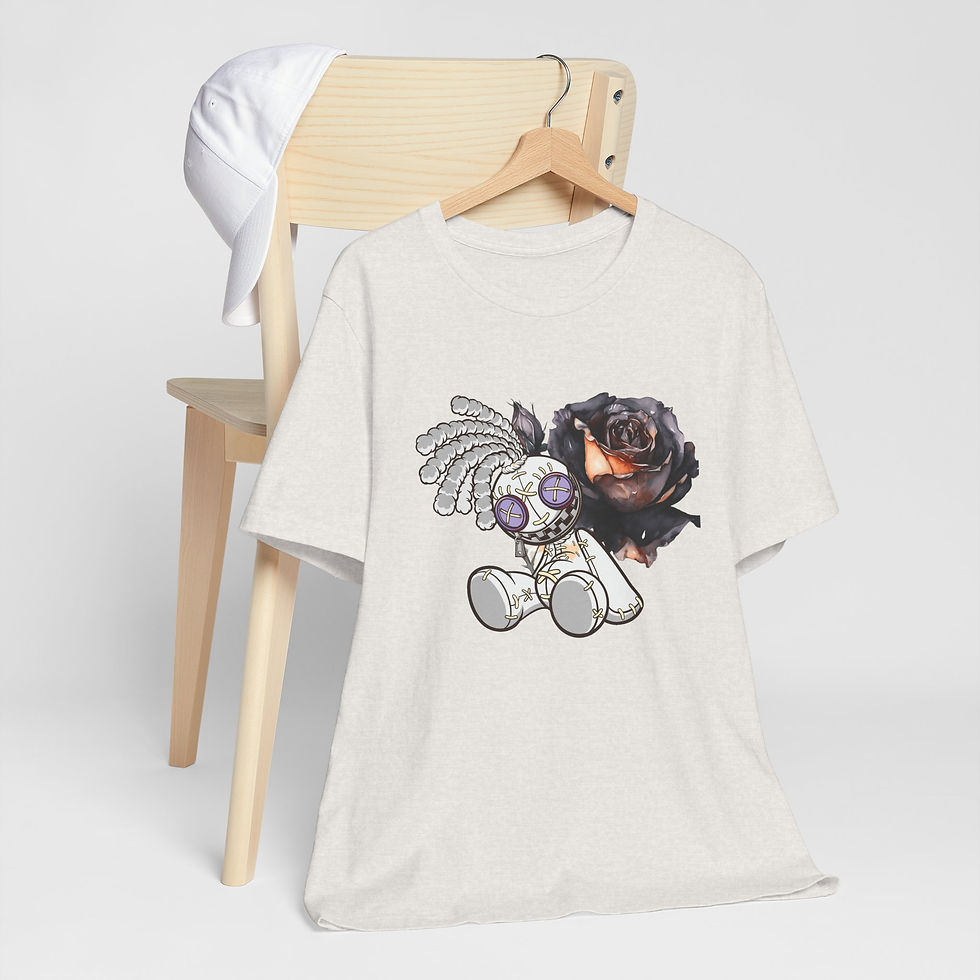 Thumbnail: Funny Metaphysical T-Shirt Voodoo Doll Black Rose Graphic Art Tee Sarcastic Gift