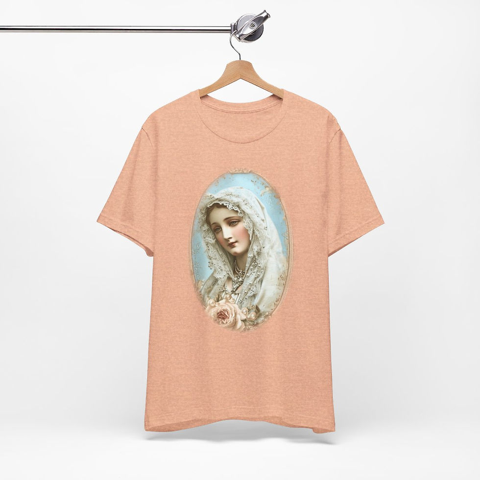 Thumbnail: Shabby Virgin Mary T-Shirt Ave Maria Religious Faith Art Tee Catholic Gifts