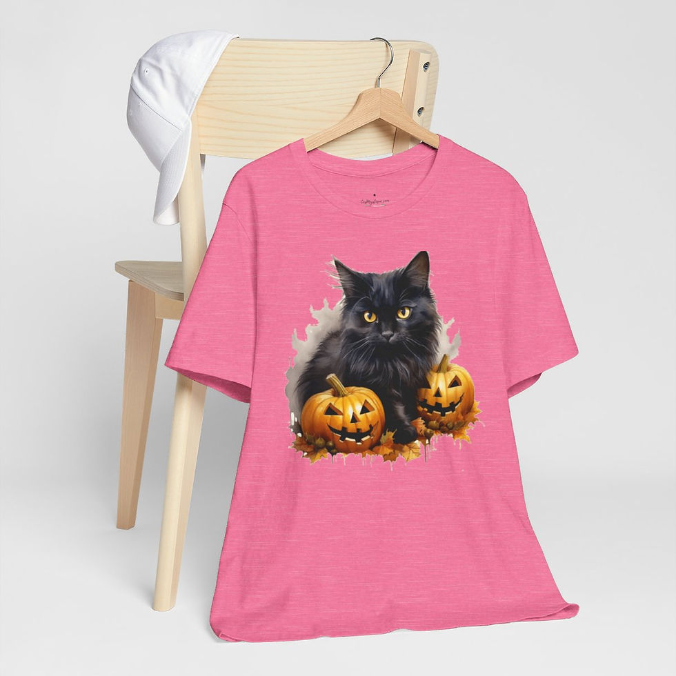 Thumbnail: Black Cat T-Shirt Halloween Pumpkins Fall Apparel Trendy Artistic Gifts