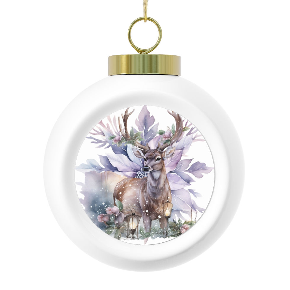 Thumbnail: Shabby Lavender Reindeer Christmas Ornament Vintage style Holiday Decor 