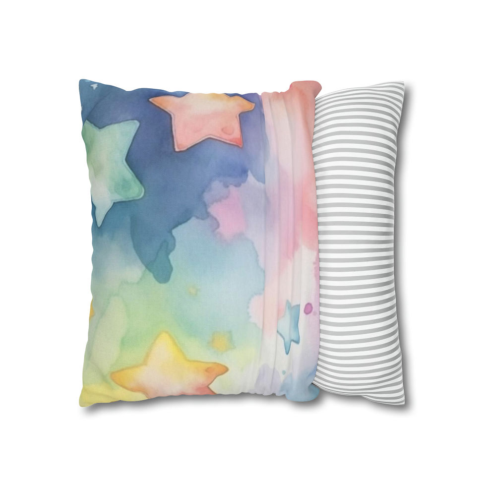 Thumbnail: Artistic Nursery Décor Throw Pillow Boho baby Celestial Watercolor Starry Sky