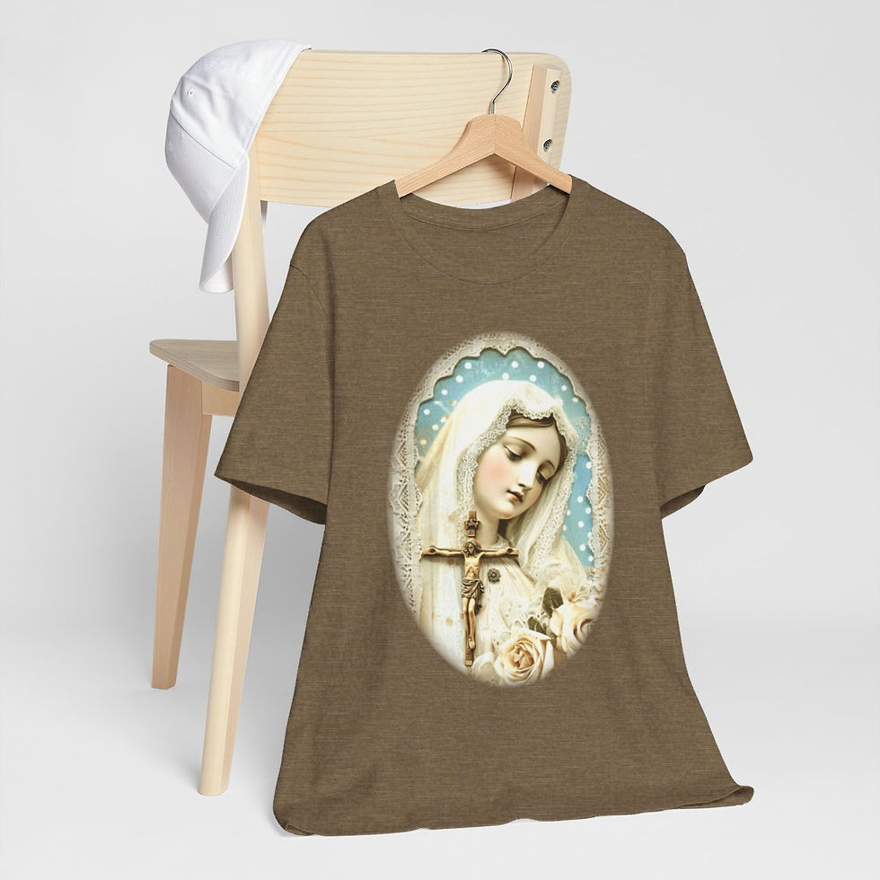 Thumbnail: Shabby Virgin Mary T-Shirt Ave Maria Religious Faith Art Tee Catholic Gifts