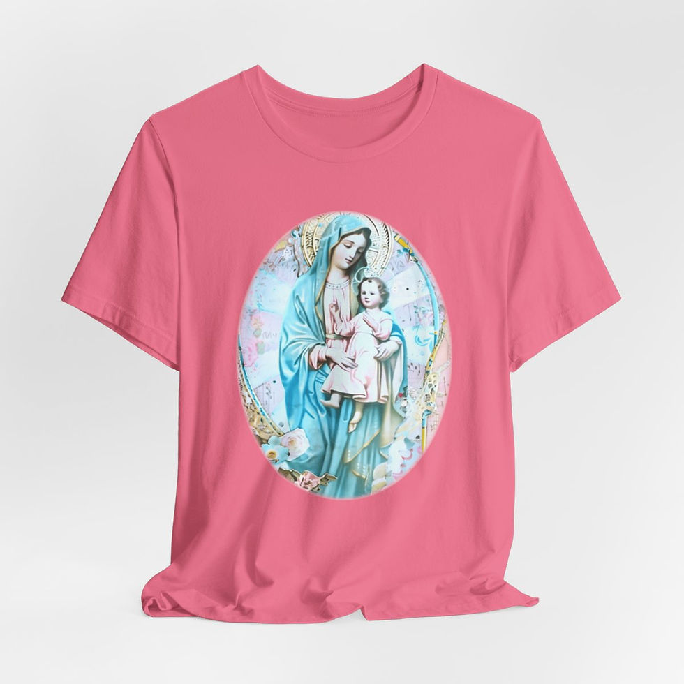 Thumbnail: Vintage Madonna & Child T-Shirt Shabby Virgin Mary Apparel Art Tee Catholic Gift