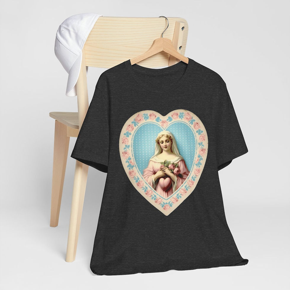 Thumbnail: Shabby Virgin Mary T-Shirt Religious Faith Pastel Art Tee Vintage Catholic Gifts