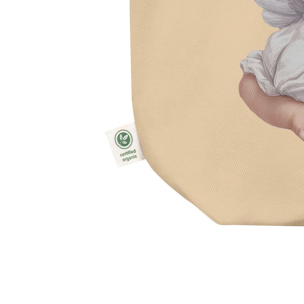 Thumbnail: Artistic Organic Tote Bag, Shabby Chic Cherub, Vintage Style Victorian Angel