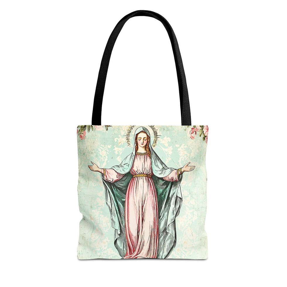 Thumbnail: Shabby Religious Artistic Tote Bag Vintage Virgin Mary Peaceful Catholic Gift