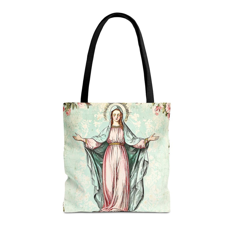 Thumbnail: Shabby Religious Artistic Tote Bag Vintage Virgin Mary Peaceful Catholic Gift