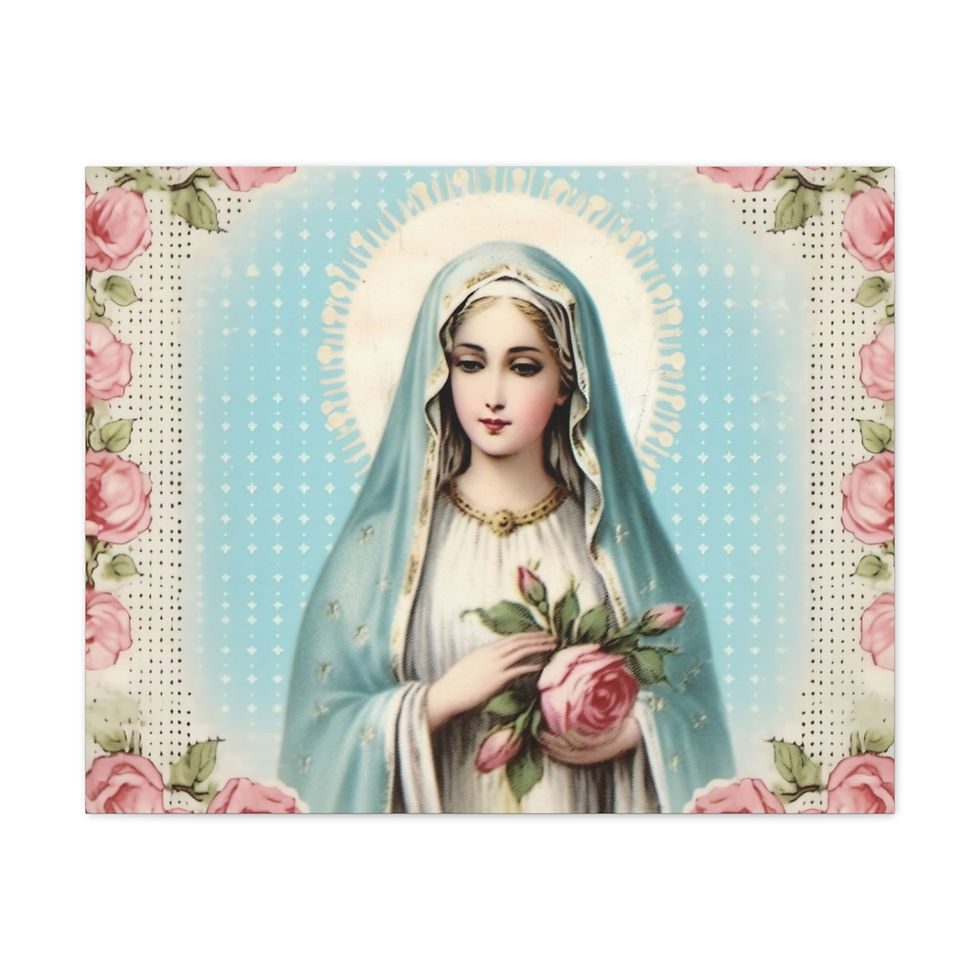 Thumbnail: Shabby Virgin Mary Canvas Art Vintage Pink Pastel Religious Gifts Wall Decor