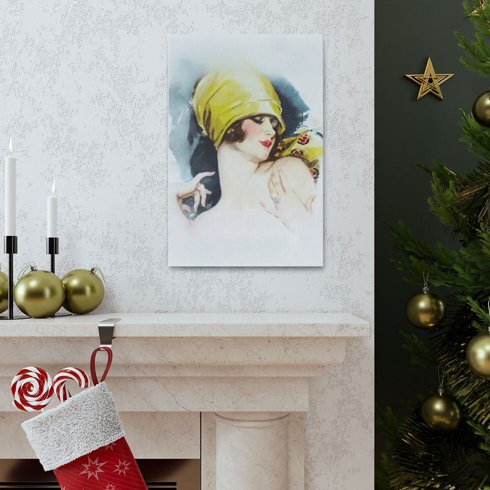 Thumbnail:  Vintage Deco Woman Canvas Art Harrison Fisher Lady in Turban Retro Glam Decor 