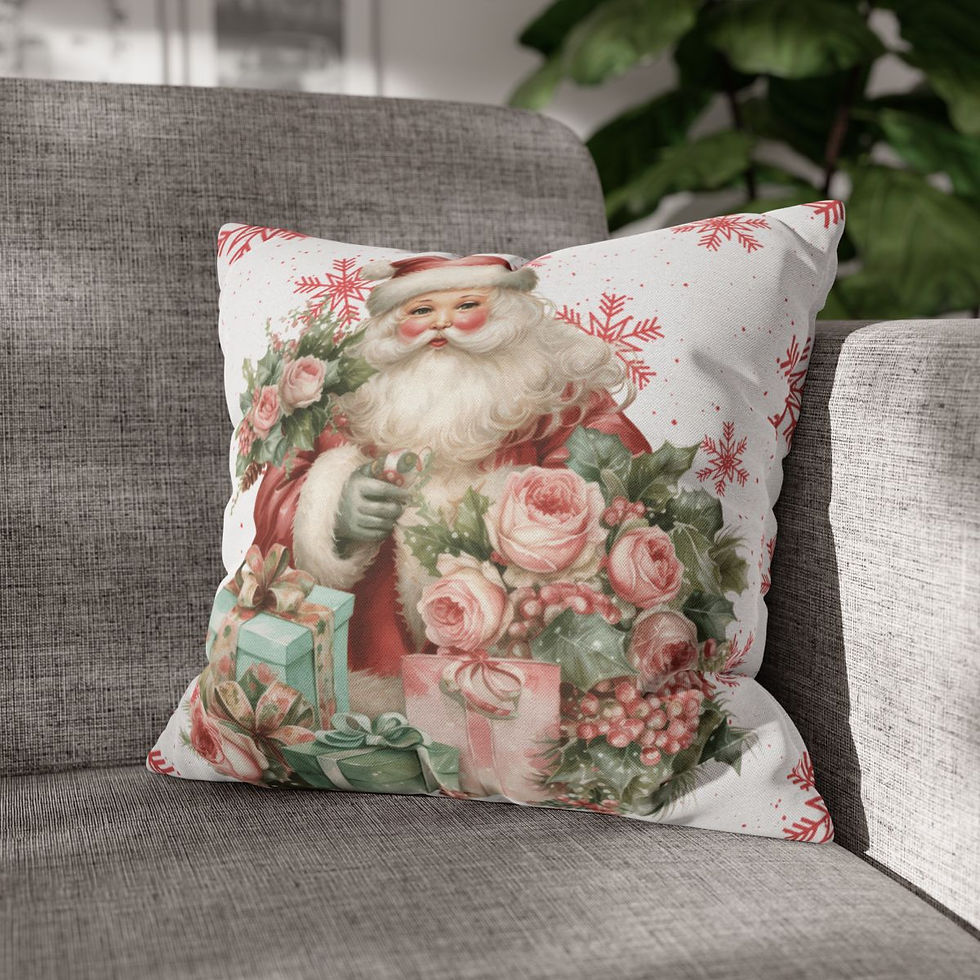 Thumbnail: Shabby Victorian Santa Claus Christmas Decor Throw Pillow Cover French Cottage 