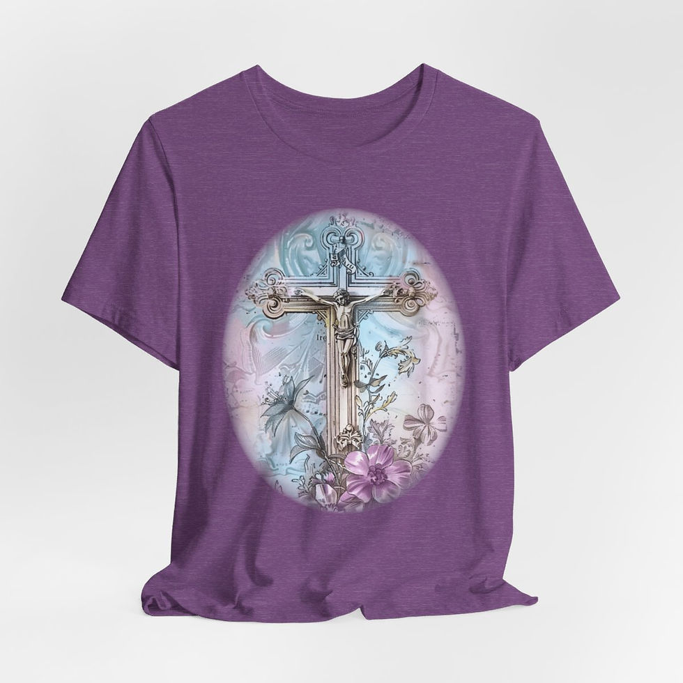 Thumbnail: Shabby Chic Crucifix T-Shirt Religious T-shirt Artistic Cross Tee Spiritual Gift