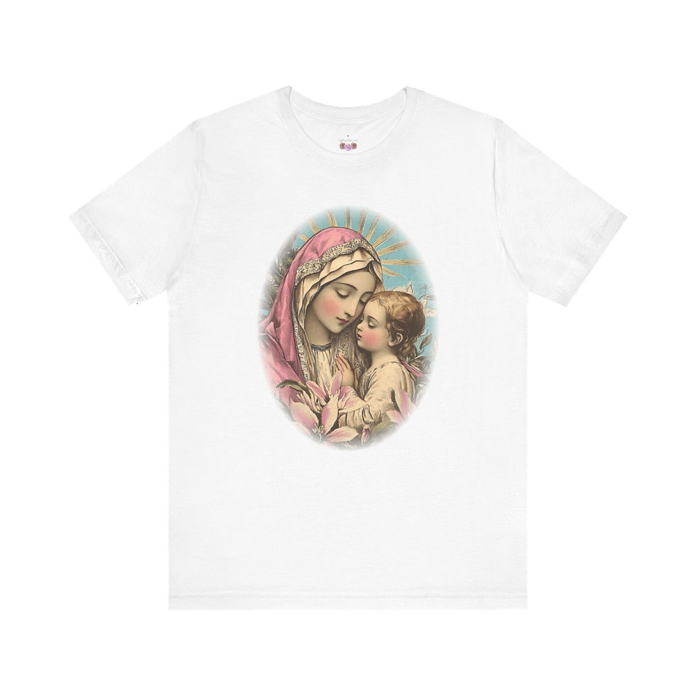 Thumbnail: Catholic T-Shirt Shabby Madonna and Child Jesus Vintage Mother Mary Art Tee