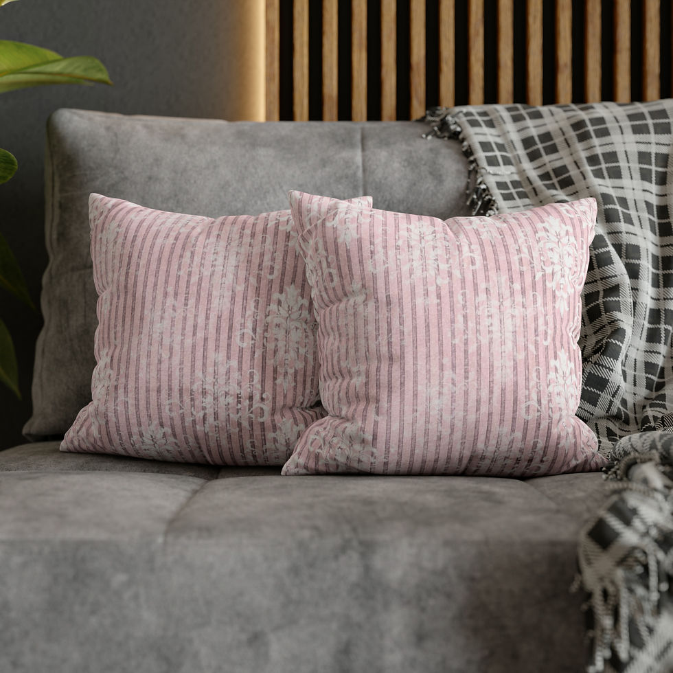 Thumbnail: Pink Throw Pillow Cover Vintage Style Distressed Damask Artistic Decor