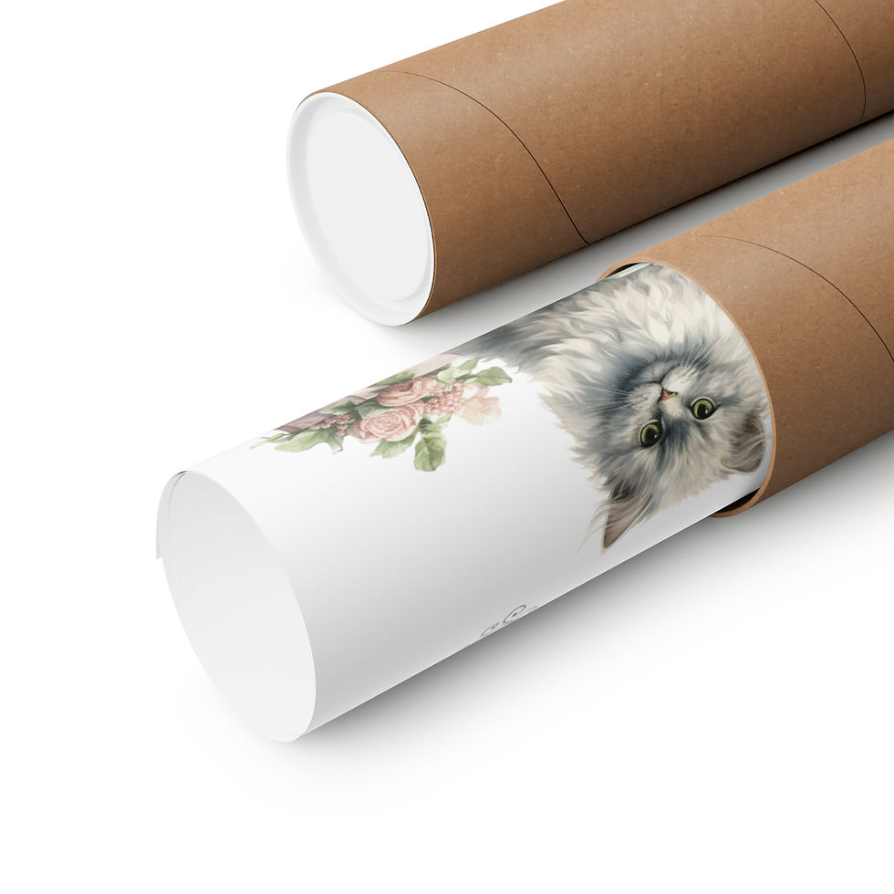 Thumbnail: Vintage Christmas Decor Shabby Chic Cat Victorian Art Print Pink Green