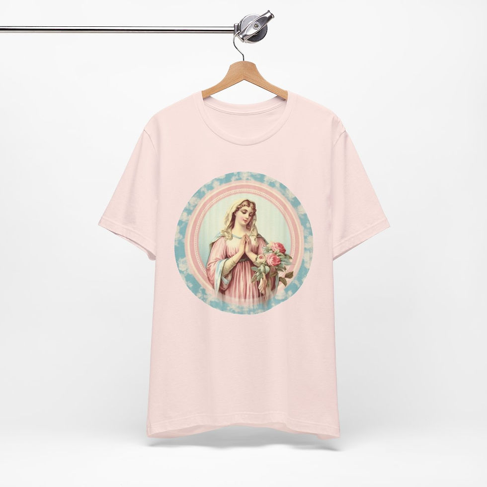 Thumbnail: Shabby Virgin Mary T-Shirt Religious Faith Pastel Art Tee Vintage Catholic Gifts