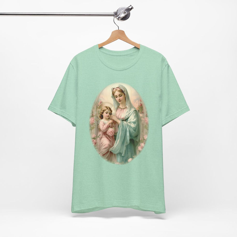 Thumbnail: Virgin Mary T-Shirt Shabby French Madonna and Child Art Tee Catholic Faith Gifts