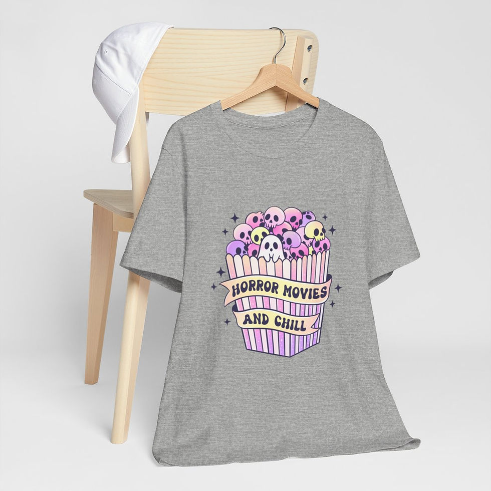 Thumbnail: Fun T-Shirt Horror Movies and Chill Art Tee Trendy Apparel Artistic Gifts