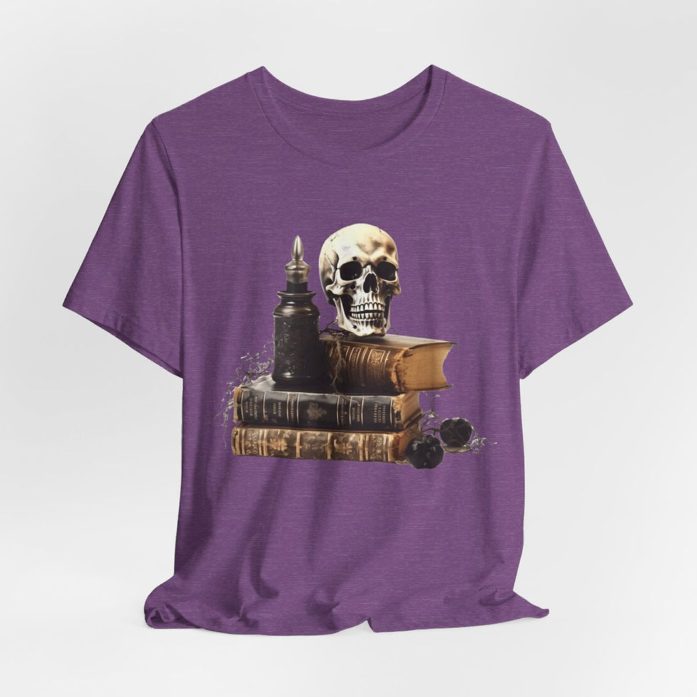 Thumbnail: Witchy T-Shirt Spell book & Skull Art Tee Esoteric Expressive Halloween Gifts