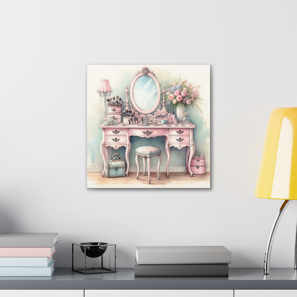Thumbnail: Shabby French Canvas Art Romantic Cottage Print Vanity Bathroom Bedroom Decor