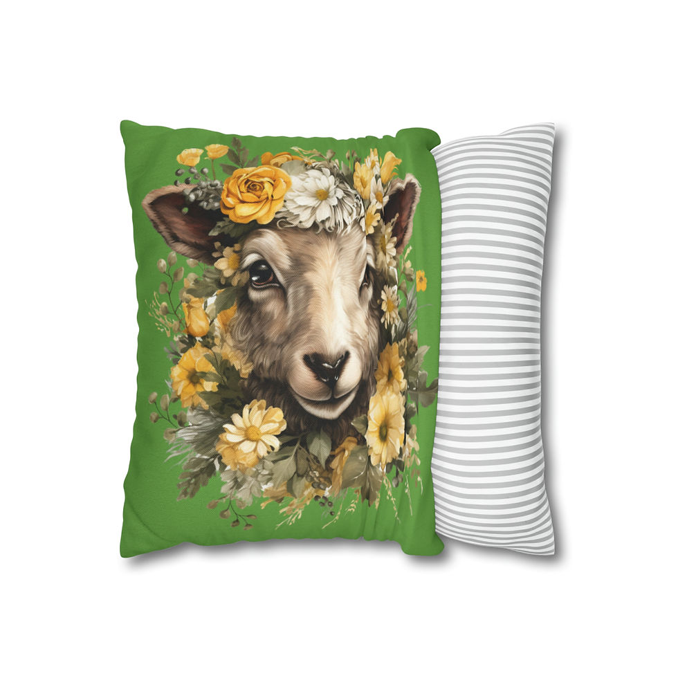Thumbnail: French Country Farmhouse Decor Shabby Lamb Throw Pillow cover Yellow flowers