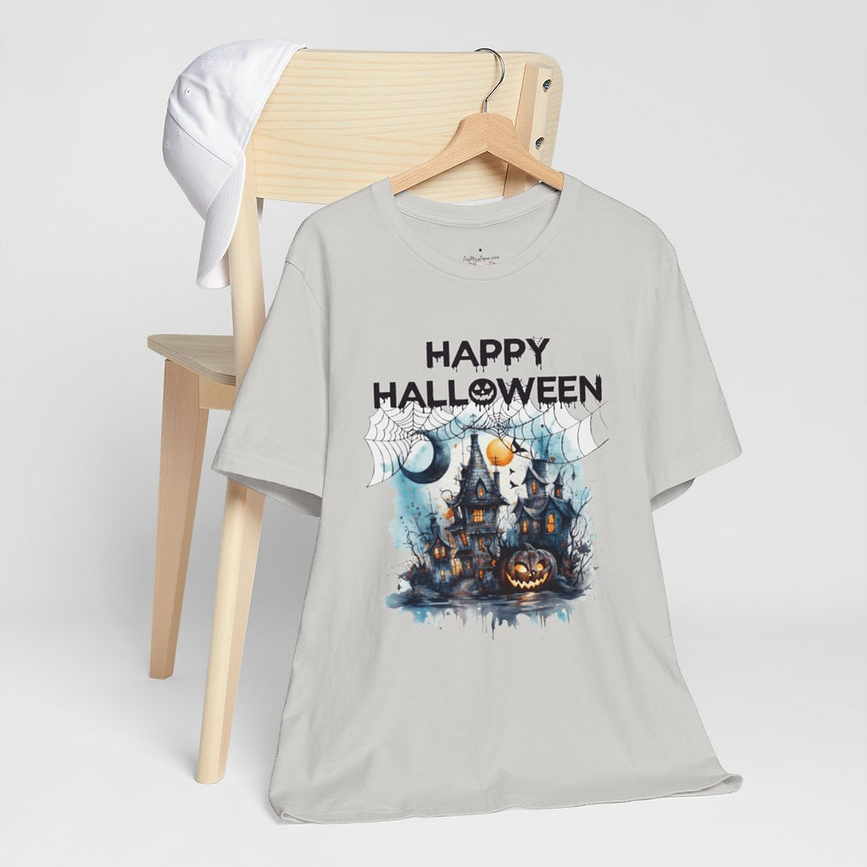 Thumbnail: Halloween T-Shirt Spooky Haunted House Art Fall Apparel Trendy Gift